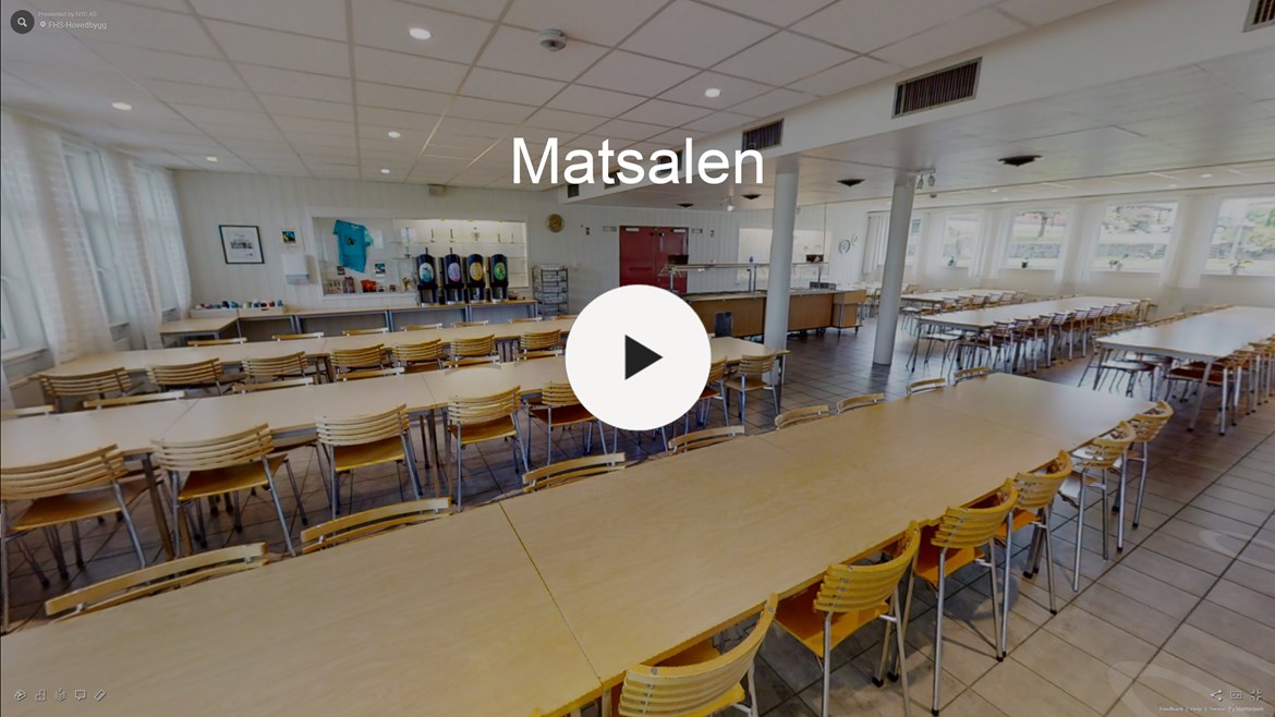 3D modell av matsalen ved Folkehøgskolen Sørlandet