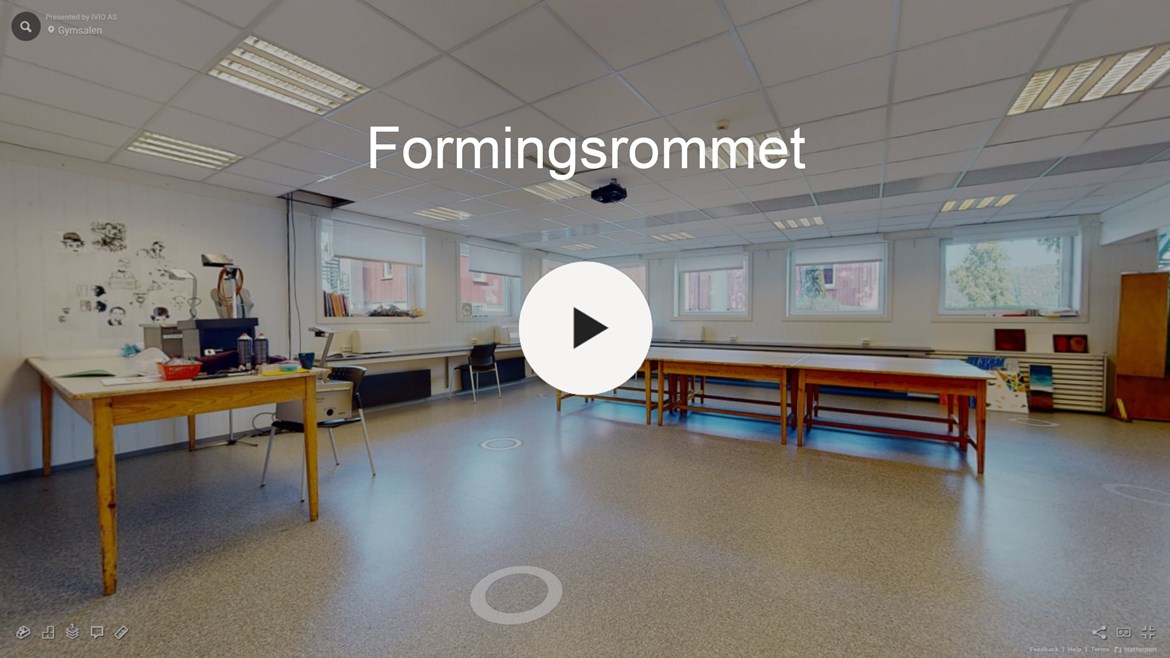 3D modell av formingsrommet ved Folkehøgskolen Sørlandet